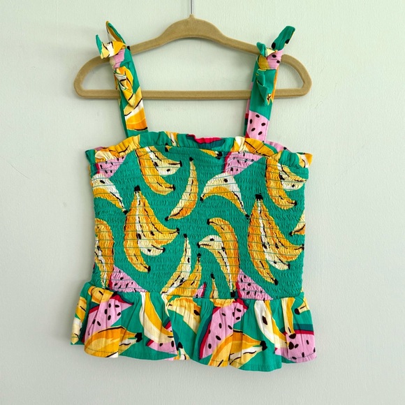 🍌OLD NAVY Tropical Fruit Smocked Bow Tank and Tier Ruffle Skort Set NWOT - Picture 4 of 6